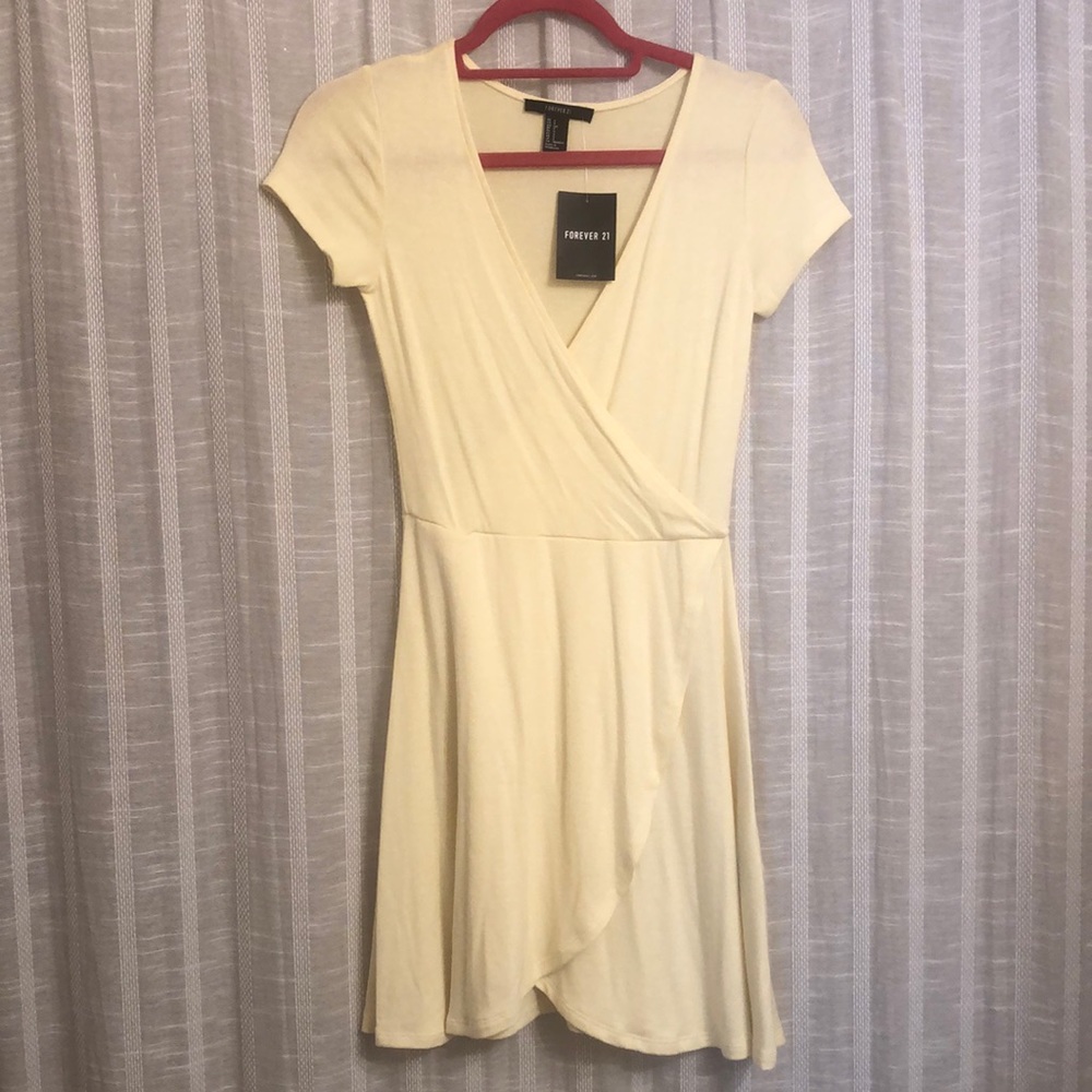 NWT Yellow Sweater Faux Wrap Dress